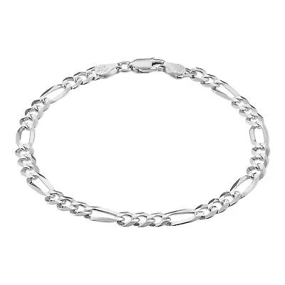 KISPER 925 Sterling Silver Italian 5mm Figaro Chain Bracelet W/ Lobster Claw • $36.99