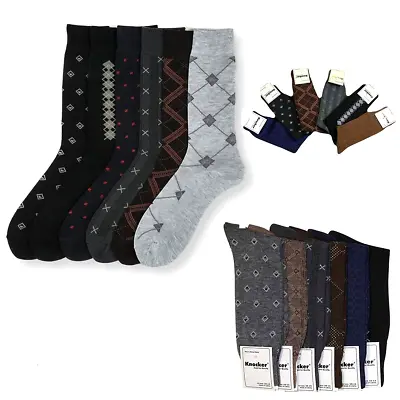 12 Pairs Men's Fashion Patterned Crew Dress Socks Multicolor Prints Size 10-13 • $20.95