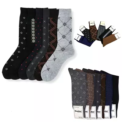 6 Pairs Men's Fashion Patterned Crew Dress Socks Multicolor Prints Size 10-13 • $12.95