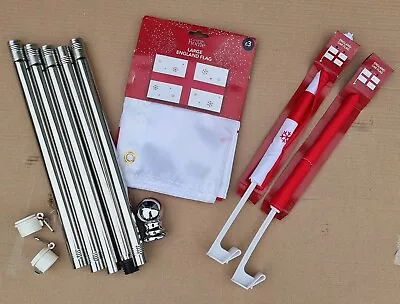 £18 • Buy 6FT Steel Flag Pole Kit With England Flag (No Bracket) Plus 2 Car Flags As Pics
