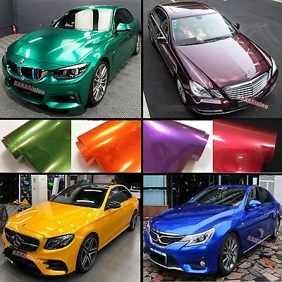 $410.86 • Buy Stretchable Metallic Car Pearl Glossy Glitter Chrome Vinyl Wrap Paint Sticker US