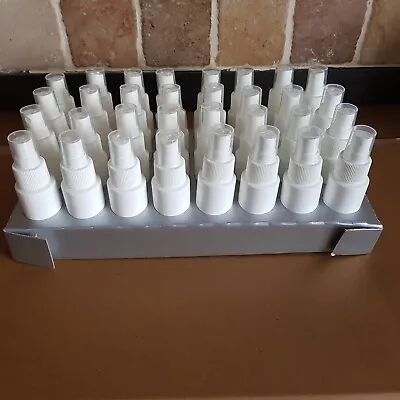 32 X 50ml HDPE Plastic Bottles With WHITE ATOMIZER Perfume / Mist Spray New • £18.95