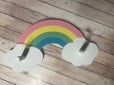 Children's Rainbow Coat Rack Kids Wall Mounted Wooden Hooks 2 Coat Pegs Wilko • £4.49