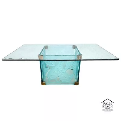 Coffee Cocktail Table Etched Glass Dennis Abbe Coastal Palm Beach • $1895