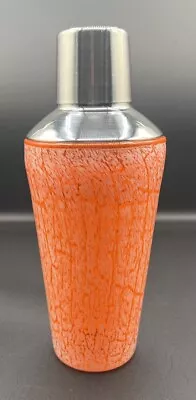 Vtg MCM Murano Orange Art Glass Cocktail Martini Shaker Hand Blown Barware READ • $99.97