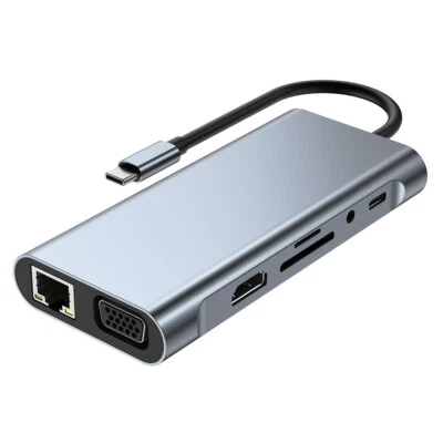 $52.79 • Buy 11 In 1 Docking Station Laptop HUB Type-C PD USB 3.0 Adapter 4K HDMI, VGA, SD/TF