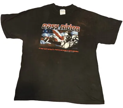 $25 • Buy Vintage 2002 Distressed Easy Rider Motorcycle Movie Promo T-shirt / Size Large