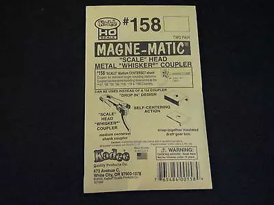 Kadee HO Scale Metal Knuckle Couplers - #158 Medium Scale-Head Whisker (2 Pr) • $5.69