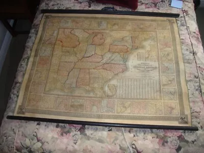 Original Large Archivally Restored 1844 Wall Map: S.A. Mitchell's United States • $2800