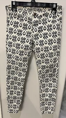 Zara Trafaluo Size 6 Tribal Print Skinny Pants. Off White With Black Print. • $9.23