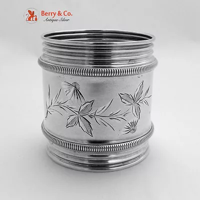 Coin Silver Napkin Ring Bright Cut Decorations 1880 • $148.75