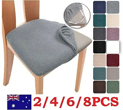 $75.95 • Buy 2/4/6/8PCS Stretch Spandex Jacquard Dining Room Chair Seat Covers Removable Wash