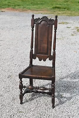 Antique 17th Century  Carved Oak Wainscot Side Chair 1600's • $595