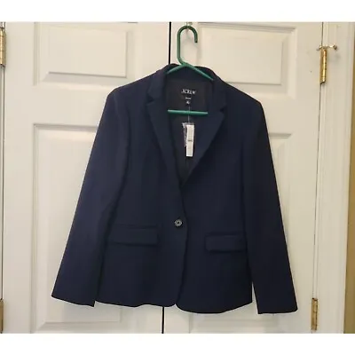 New Women J Crew Solid Navy Blue Regent 1 Button Blazer Jacket Size 8P Petite • $69.99