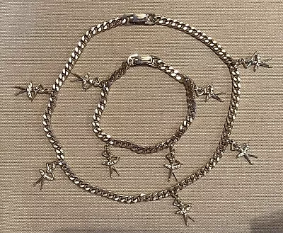 $4.57 • Buy Vintage 1960s Child’s Gold Tone Necklace & Bracelet Set. Ballet Dancer Charms