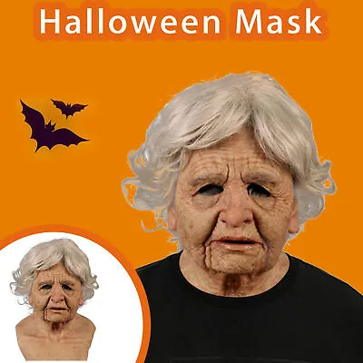 $19.99 • Buy Old Man Woman Mask Halloween Cosplay Party  Latex Realistic Full Masks Headgear