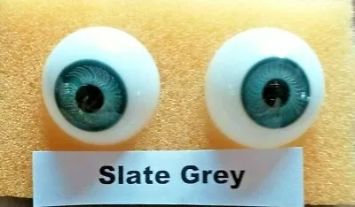 £16.50 • Buy Lauscha Glass Hand Blown  Doll Eyes In Slate Grey In A Variety Of Sizes