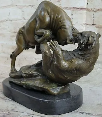 Wall Street Bronze Bull And Bear Fight Statue Sculpture Figure HotCast Art SALE • $149.50