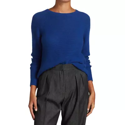 Max Mara Satrapo Cashmere Silk Sweater Royal Blue Chunky Open Knit Long Sleeve • $84.99