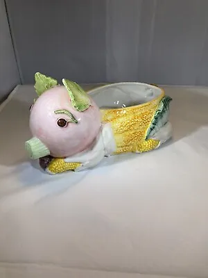 Vintage Majolica Horchow Harvest Pig Planter. Hand Painted 11 X 5 In • $50