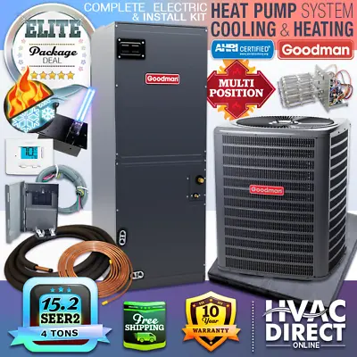 Goodman 4 Ton 15.2 SEER2 Central AC Heat Pump Split System AC Kit-Custom • $4000