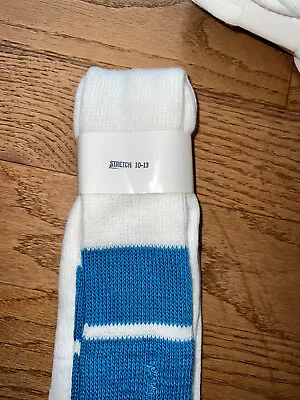 70s 80s Vintage Retro 3 Stripes Tube Socks Blue NWT Stretch 10-13 RARE DEADSTOCK • $12.75