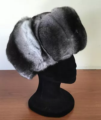 New Unisex Chinchilla Fur Hat Trapper Aviator Style Full Fur  All Sizes • $1161.72