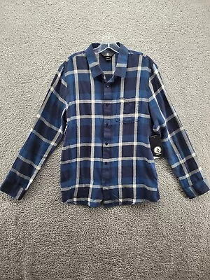 Volcom Men's Flannel Shirt Curwin Long Sleeve Button-Up Blue Size Medium • $29.99