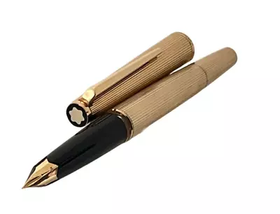 Montblanc 1246 Gold Rolled  Fountain Pen 750 18K F Gold Nib 1970s • $400