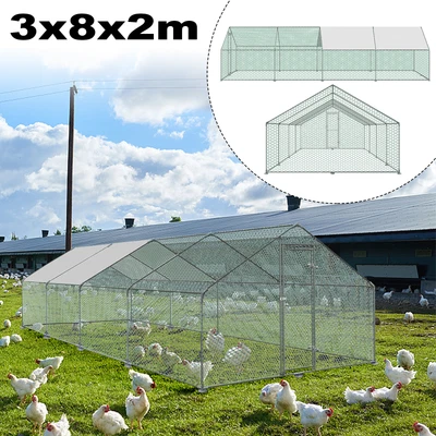 £299.99 • Buy Metal Chicken Walk In Run Coop Pet Hen Rabbit Poultry Large Cage With PE Canopy