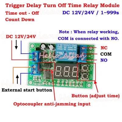 DC 12V 24V Digital LED Trigger Countdown Timer Delay Turn Off Time Relay Switch • £5.72