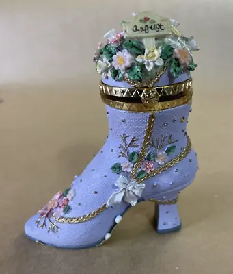 Trinket Box Purple Shoe Boot At August Flowers Bows Gold • $11.45