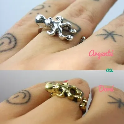 Ring Octopus Squid Octopus Small Model Original Retro Golden Silver 54 • £12.29