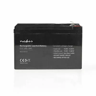 Nedis 12v 12 Volt 12.0Ah 12000mAh Sealed Rechargeable Lead Acid Battery • £52.92