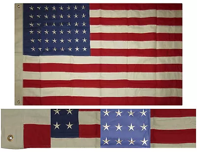 3x5 Embroidered 48 Star USA American Tea Stain Vintage 100% Cotton Flag 3'x5' • $48.88