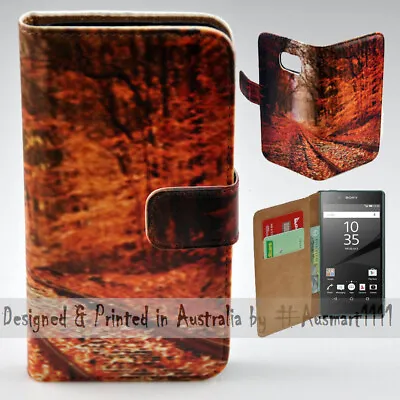 $13.98 • Buy For Sony Xperia Series Autumn Railway Theme Print Wallet Mobile Phone Case Cover
