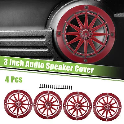 4pcs 3  Car Speaker Grill Cover Round Audio Subwoofer Guard W/ Screws Red • $11
