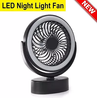 Portable Travel Mini Lamp Fan LED Camping Night Four Light Gear Recharge Lantern • $36.99