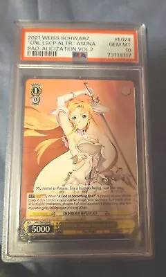 2021 Weiss Schwar UNL.L SCP.ALTR  ASUNA SAO: ALICIZATION VOL.2 #E024 PSA 10 • $195