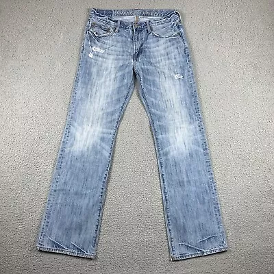 American Eagle Jeans Mens 32x34 (31x33 Actual) Blue Distressed Low-Rise Boot Cut • $27.96