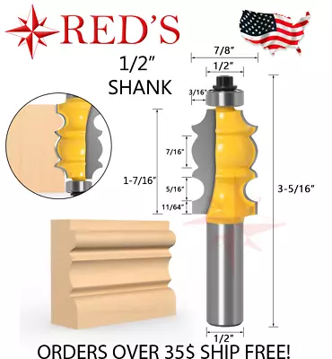 REDS Y80794-8 - 1-7/16  Decorative Molding Router Bit 1/2  Shank • $8.99