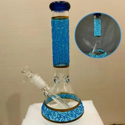 10'' Blue Luminous Bong Heavy Glass Hookah Water Pipe Smoking Bubbler Shisha IS • $22.99