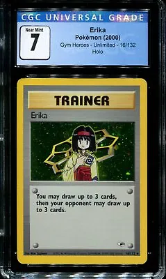 $42 • Buy Erika - 16/132 - CGC 7 - Unlimited Holo - Gym Heroes - Pokemon - 68217