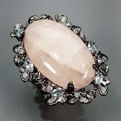 Natural 40 Ct  Not Enhanced Morganite Ring 925 Sterling Silver Size 8 /R312713 • $39.13