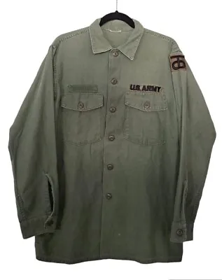 Vietnam War Era US Army OG-107 Sateen Cotton Field Utility Fatigue Shirt Med LG • $36.50