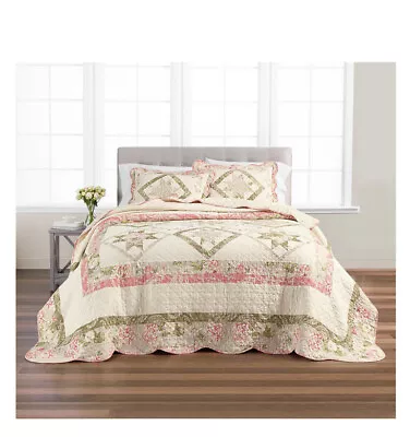 NIP Martha Stewart Star Patchwork Queen Quilted Bedspread & Shams Set 3pc • $179.99