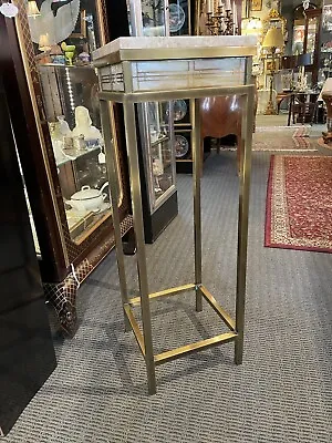 Vintage Frederick Raymond Prairie School Style Brass & Glass Pedestal Lamp Table • $995