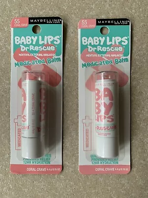 2 Maybelline Baby Lips Dr. Rescue Medicated Balm 55 Coral Crave Menthol • $15