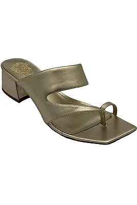 Vince Camuto Leather Block Heel Sandals Sasienda Egyptian Gold • $44.99