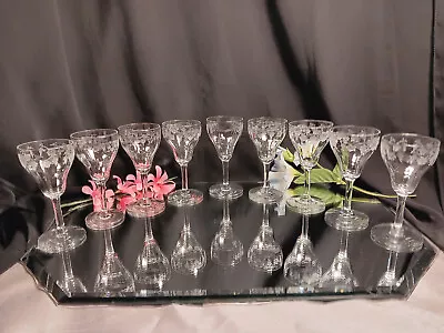 9 Vintage/Antique Sherry/Cordial Glasses Grapevine Etching Set UV Reactive • $54.99